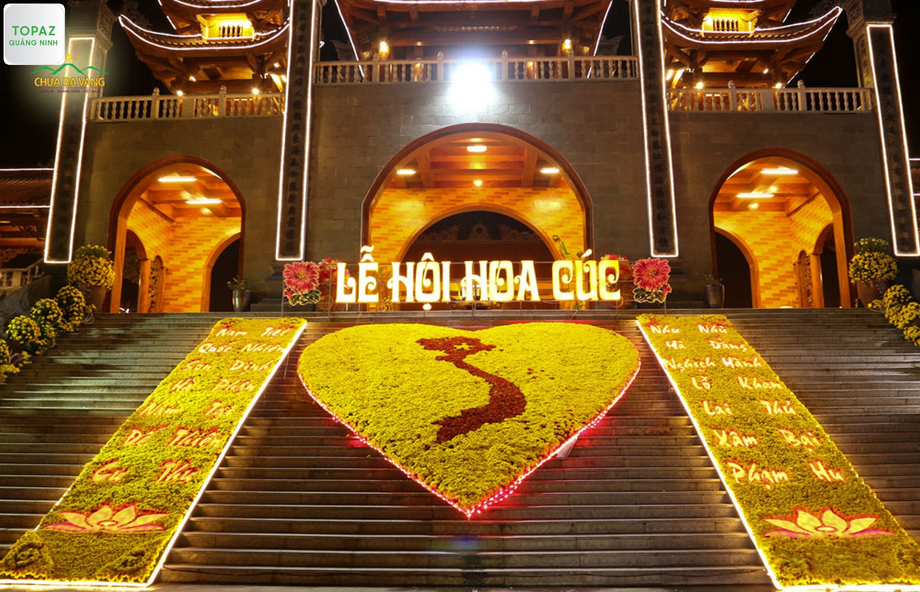 Đại cảnh khu vực Cổng Tam Quan Nội tại Lễ hội Hoa Cúc chùa Ba Vàng năm 2016