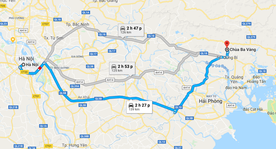 Đường đi đến chùa Ba Vàng - Chùa Ba Vàng cách Hà Nội bao nhiêu km?