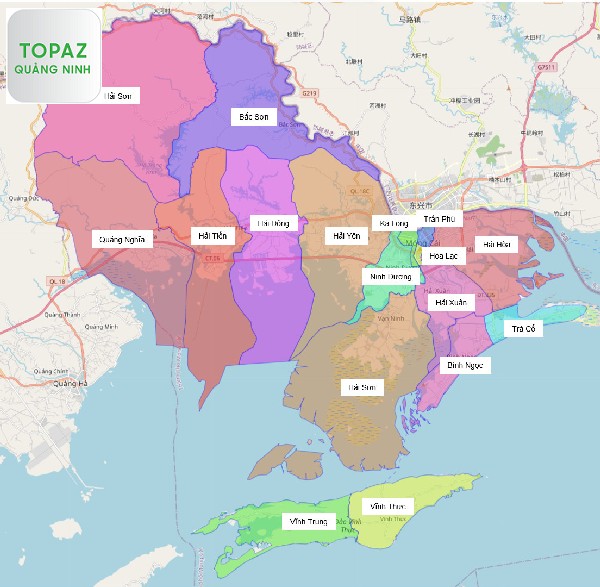 Bản đồ đơn vị hành chính thành phố Móng Cái