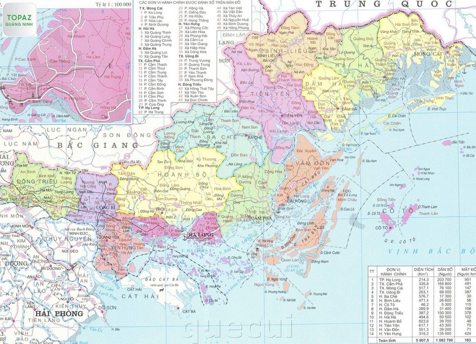 Hình ảnh tổng thể bản đồ Quảng Ninh 