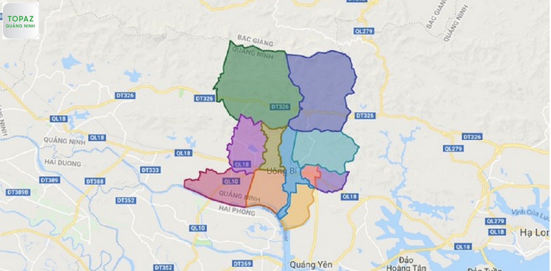 Bản đồ hành chính thành phố Uông Bí 