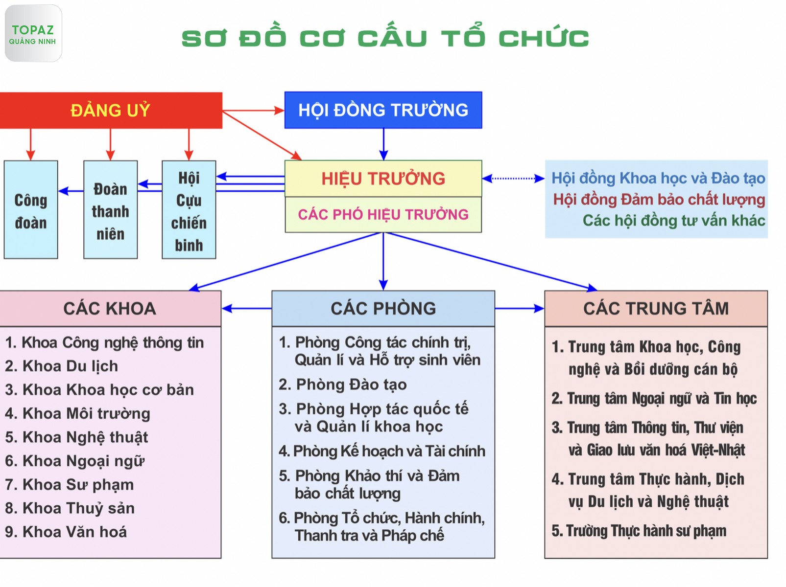 Hình ảnh sơ đồ cơ cấu tổ chức của Đại học Hạ Long 